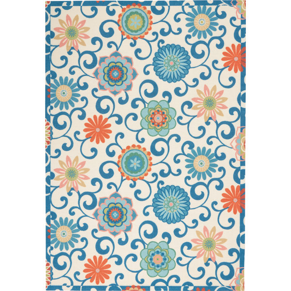 Waverly Floral Blue Rug & Reviews Wayfair